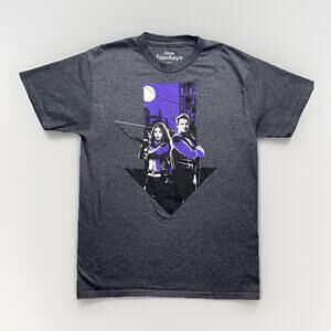 Marvel Studios Hawkeye Shirt Medium Gray Graphic Short Sleeve Crew Neck